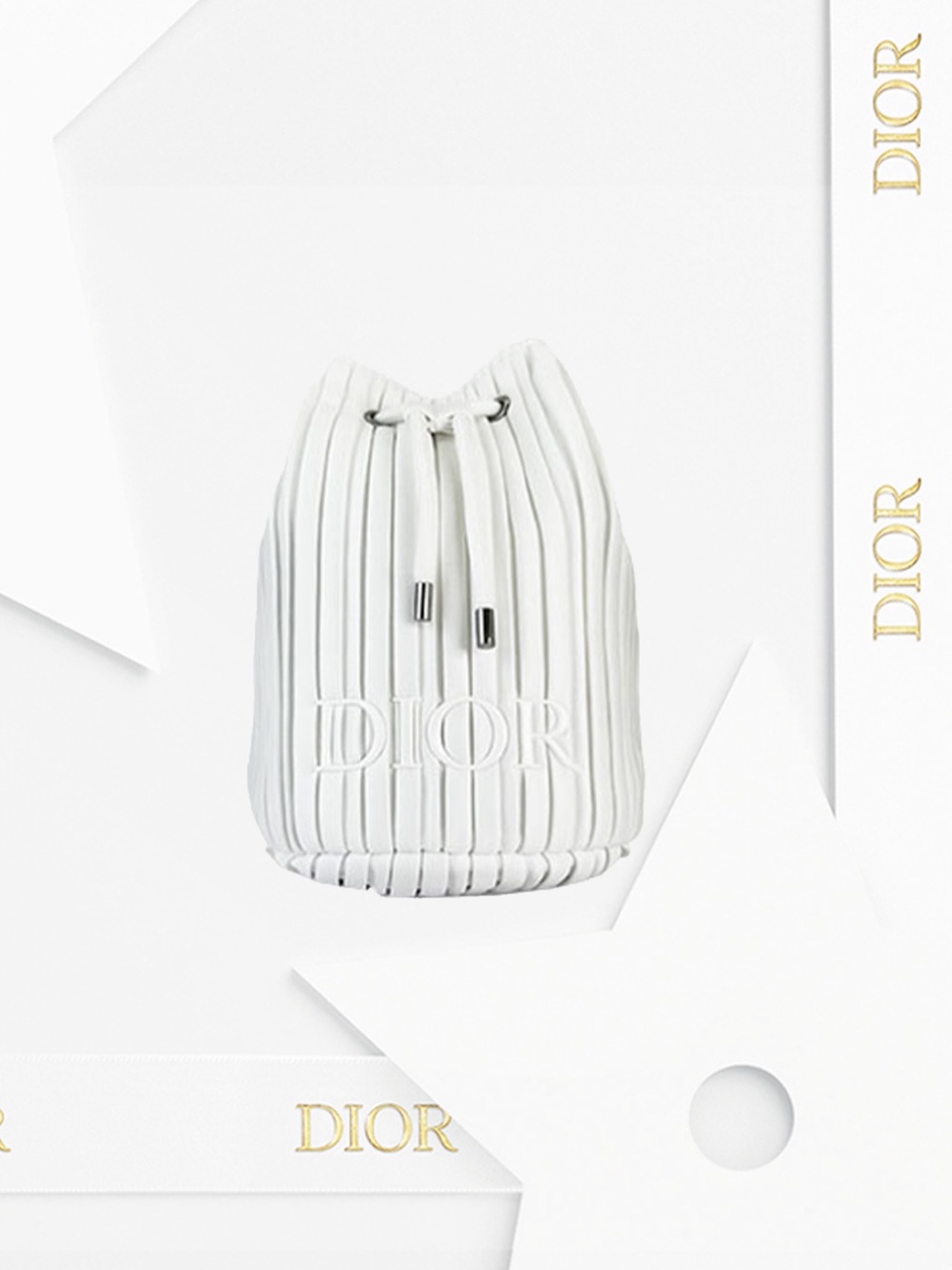 Dior Pleated Drawstring Bucket Bag NIB